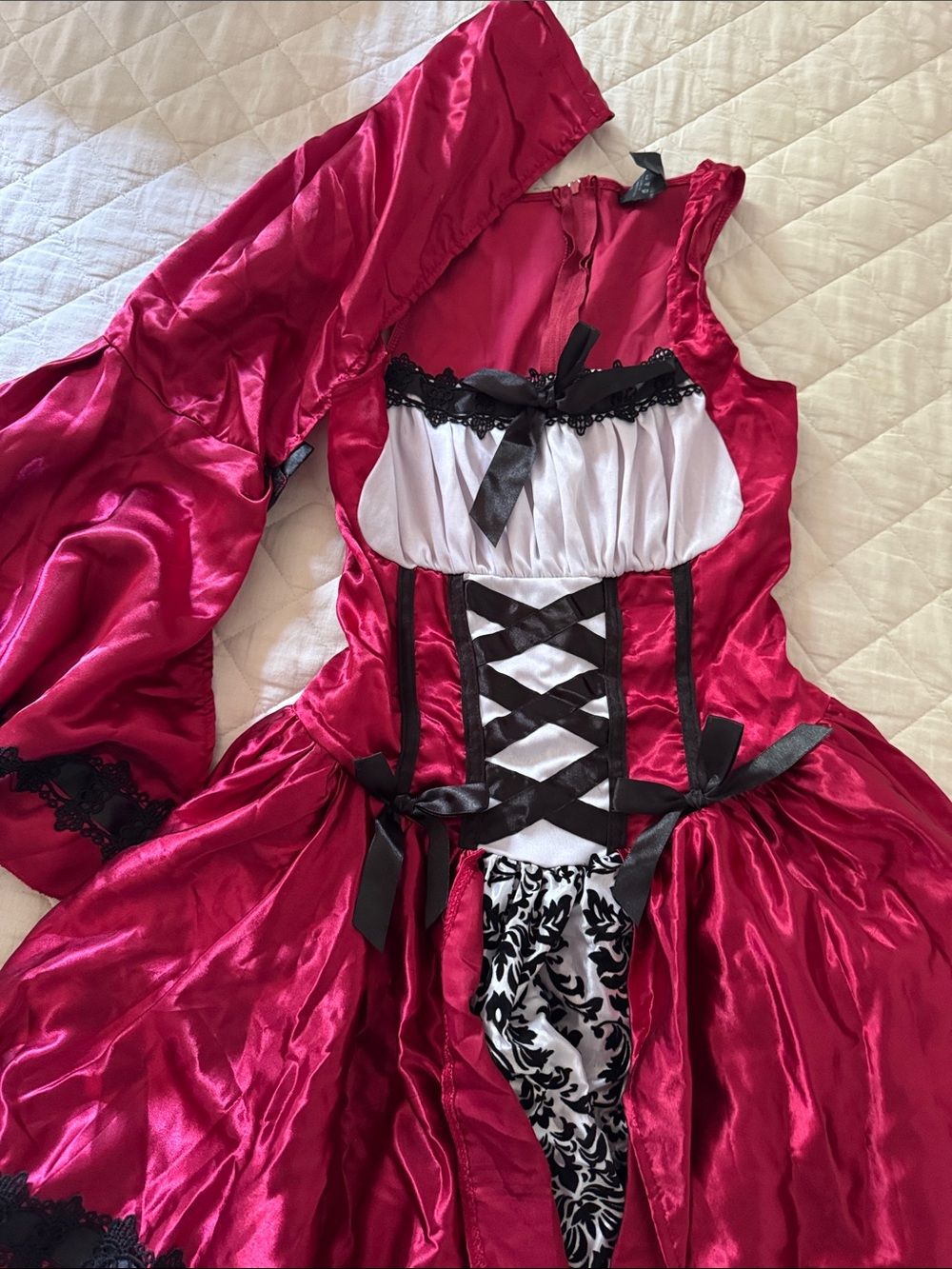 Leg Avenue Red and White Satin Pirate Princess Costume with Black Trim